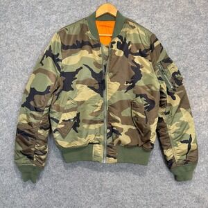 VTG Alpha Industries MA-1 Flyers Flight Bomber Jacket Men Large Camo 80s 90s USA